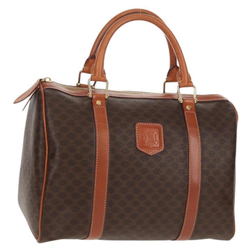 CELINE Macadam Canvas Mini Boston Bag PVC Black Gold Auth am9976V