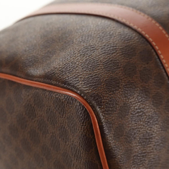 CELINE Macadam Canvas Mini Boston Bag PVC Black Gold Auth am9976V