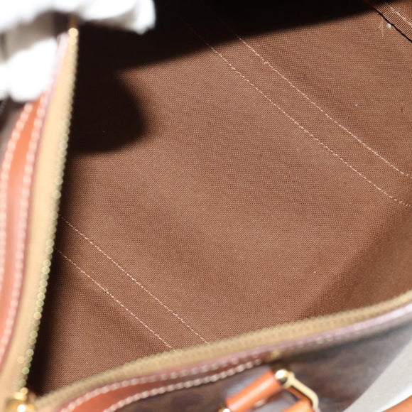 CELINE Macadam Canvas Mini Boston Bag PVC Black Gold Auth am9976V