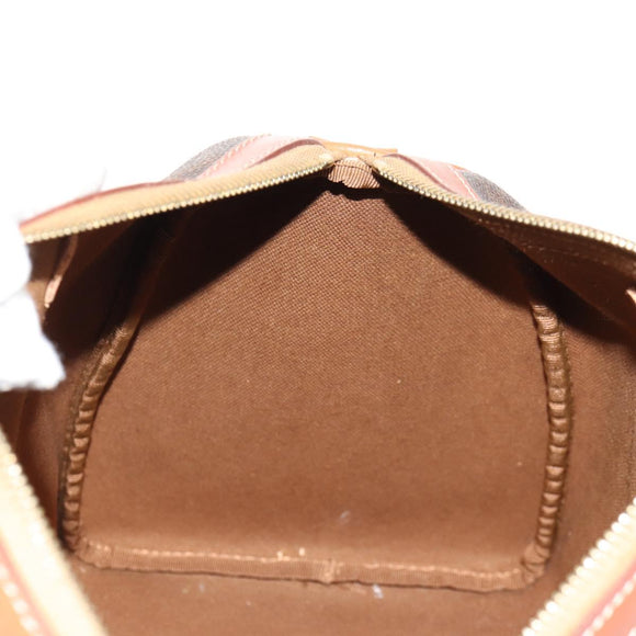 CELINE Macadam Canvas Mini Boston Bag PVC Black Gold Auth am9976V