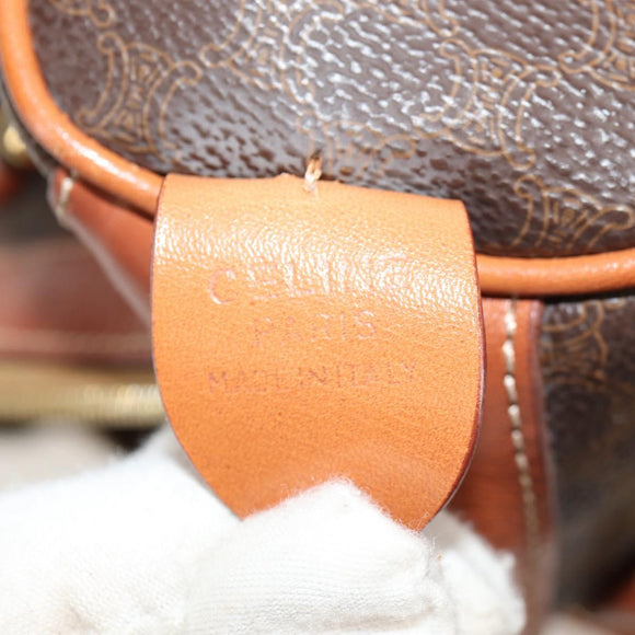 CELINE Macadam Canvas Mini Boston Bag PVC Black Gold Auth am9976V