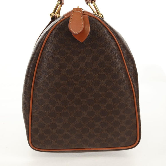 CELINE Macadam Canvas Mini Boston Bag PVC Black Gold Auth am9976V