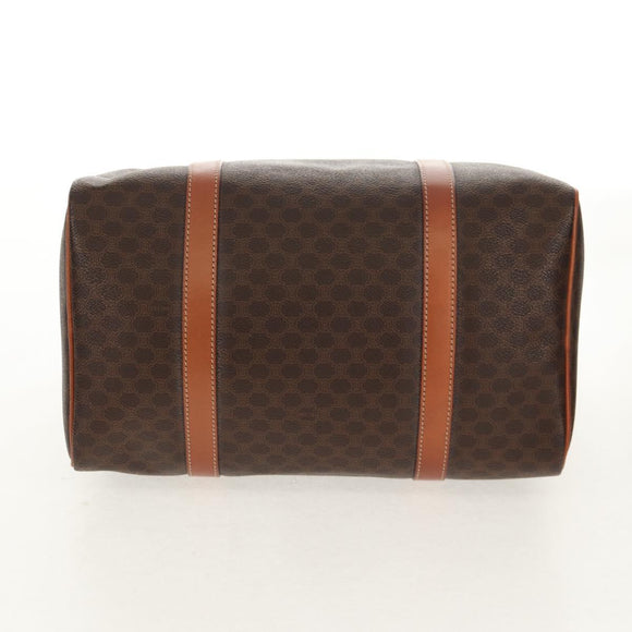 CELINE Macadam Canvas Mini Boston Bag PVC Black Gold Auth am9976V