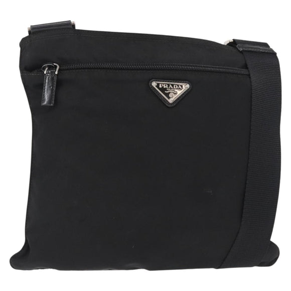 PRADA Shoulder Bag Nylon Black Silver Auth am9977