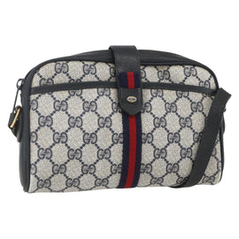 GUCCI GG Supreme Sherry Line Shoulder Bag PVC Navy Gold 89 02 055 Auth am9980