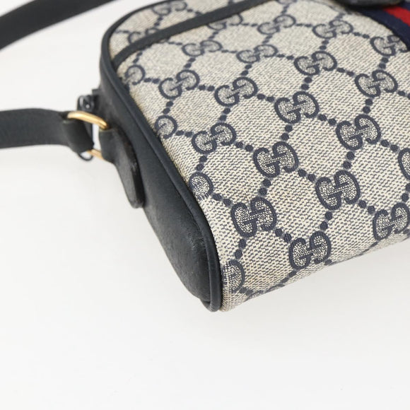 GUCCI GG Supreme Sherry Line Shoulder Bag PVC Navy Gold 89 02 055 Auth am9980