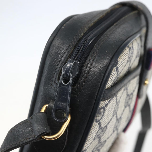 GUCCI GG Supreme Sherry Line Shoulder Bag PVC Navy Gold 89 02 055 Auth am9980