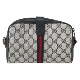 GUCCI GG Supreme Sherry Line Shoulder Bag PVC Navy Gold 89 02 055 Auth am9980 - 0