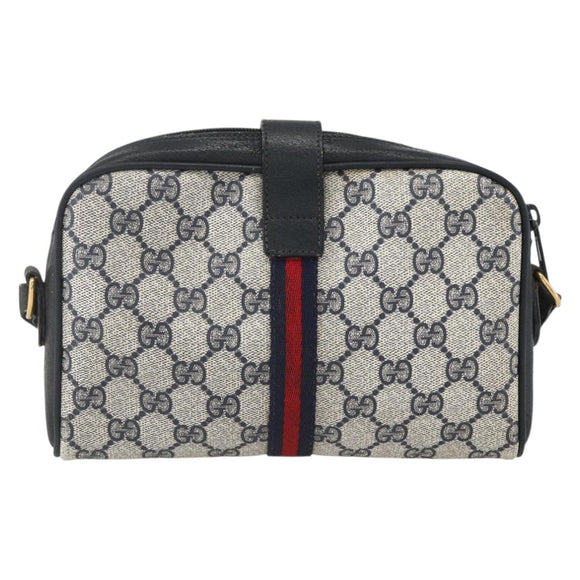 GUCCI GG Supreme Sherry Line Shoulder Bag PVC Navy Gold 89 02 055 Auth am9980