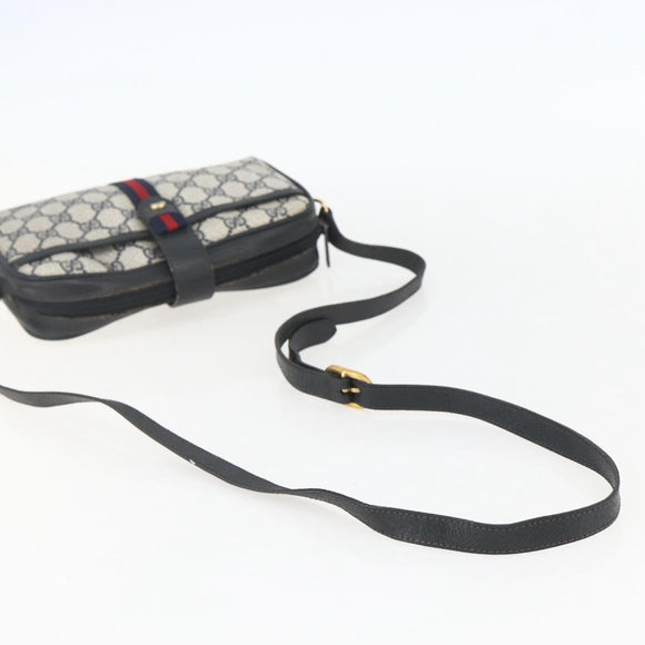 GUCCI GG Supreme Sherry Line Shoulder Bag PVC Navy Gold 89 02 055 Auth am9980