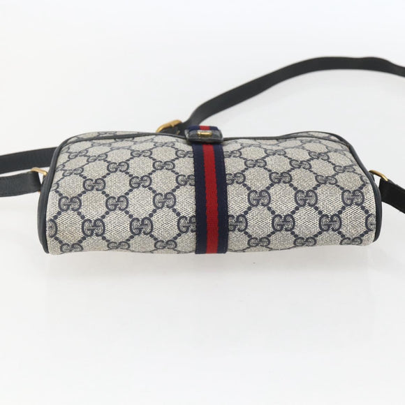 GUCCI GG Supreme Sherry Line Shoulder Bag PVC Navy Gold 89 02 055 Auth am9980