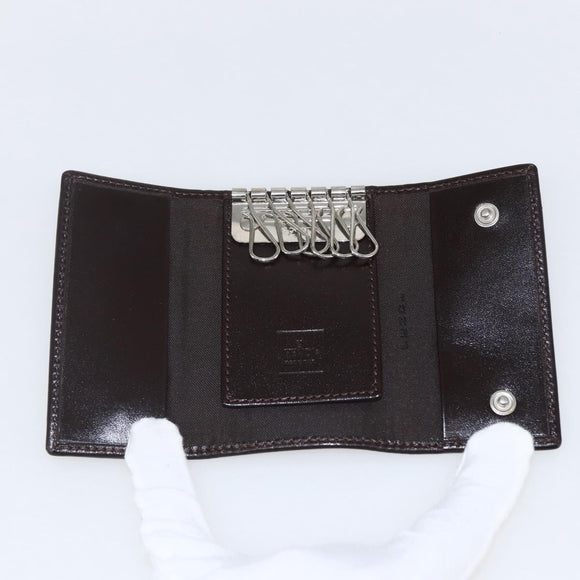 FENDI Zucca Canvas Key Case Brown Black Auth am9981V