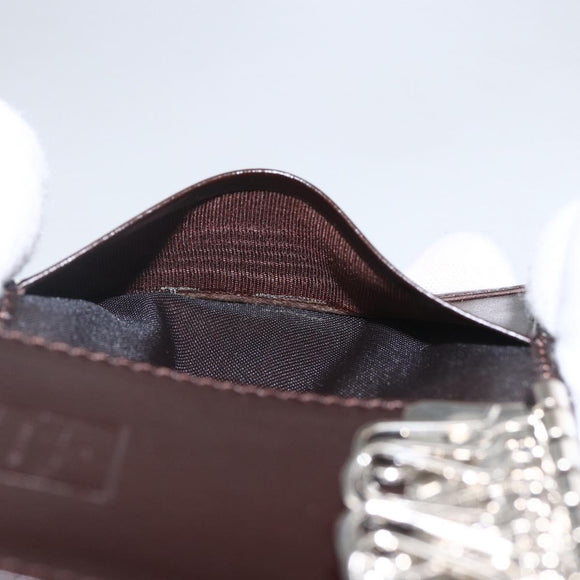 FENDI Zucca Canvas Key Case Brown Black Auth am9981V