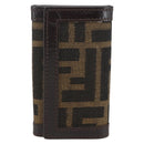 FENDI Zucca Canvas Key Case Brown Black Auth am9981V-13