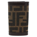 FENDI Zucca Canvas Key Case Brown Black Auth am9981V-2