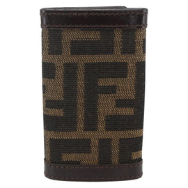 FENDI Zucca Canvas Key Case Brown Black Auth am9981V - 0