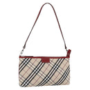 BURBERRY Nova Check Blue Label Hand Bag Canvas Beige Silver Auth am9984V-1