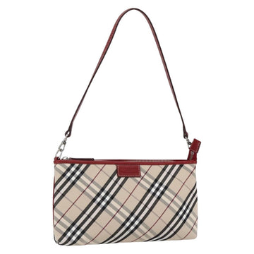 BURBERRY Nova Check Blue Label Hand Bag Canvas Beige Silver Auth am9984V
