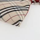 BURBERRY Nova Check Blue Label Hand Bag Canvas Beige Silver Auth am9984V-10