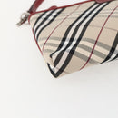 BURBERRY Nova Check Blue Label Hand Bag Canvas Beige Silver Auth am9984V-11