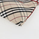 BURBERRY Nova Check Blue Label Hand Bag Canvas Beige Silver Auth am9984V-12