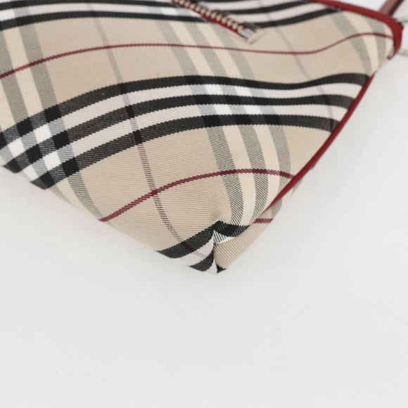 BURBERRY Nova Check Blue Label Hand Bag Canvas Beige Silver Auth am9984V