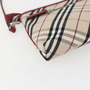 BURBERRY Nova Check Blue Label Hand Bag Canvas Beige Silver Auth am9984V-13