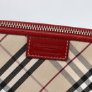 BURBERRY Nova Check Blue Label Hand Bag Canvas Beige Silver Auth am9984V-14