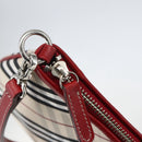 BURBERRY Nova Check Blue Label Hand Bag Canvas Beige Silver Auth am9984V-15