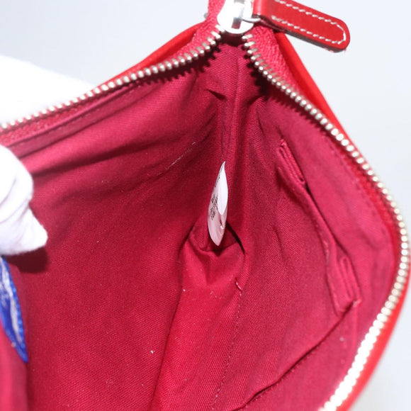 BURBERRY Nova Check Blue Label Hand Bag Canvas Beige Silver Auth am9984V