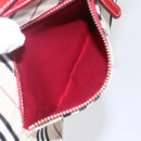 BURBERRY Nova Check Blue Label Hand Bag Canvas Beige Silver Auth am9984V-22