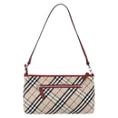 BURBERRY Nova Check Blue Label Hand Bag Canvas Beige Silver Auth am9984V-3