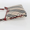 BURBERRY Nova Check Blue Label Hand Bag Canvas Beige Silver Auth am9984V-4