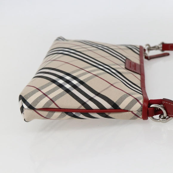 BURBERRY Nova Check Blue Label Hand Bag Canvas Beige Silver Auth am9984V