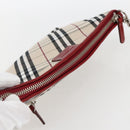 BURBERRY Nova Check Blue Label Hand Bag Canvas Beige Silver Auth am9984V-6