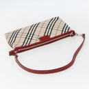 BURBERRY Nova Check Blue Label Hand Bag Canvas Beige Silver Auth am9984V-7