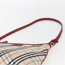 BURBERRY Nova Check Blue Label Hand Bag Canvas Beige Silver Auth am9984V-8