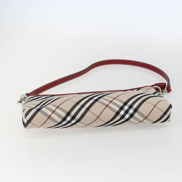 BURBERRY Nova Check Blue Label Hand Bag Canvas Beige Silver Auth am9984V