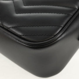 GUCCI Chain GG Marmont Shoulder Bag Leather Black Gold 447632 Auth am9985M - 0