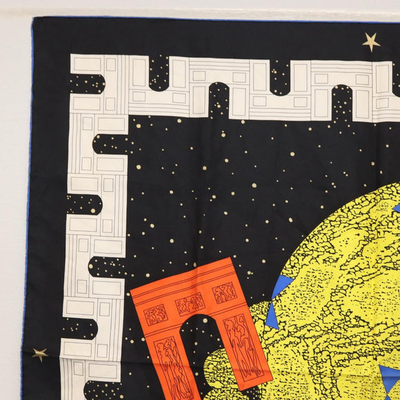 CELINE Scarf Silk 2 Set Black Navy Auth am9987