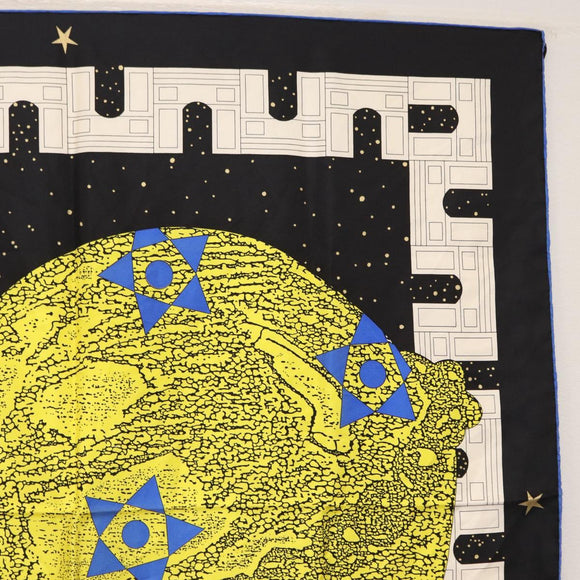 CELINE Scarf Silk 2 Set Black Navy Auth am9987