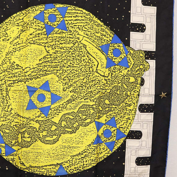 CELINE Scarf Silk 2 Set Black Navy Auth am9987