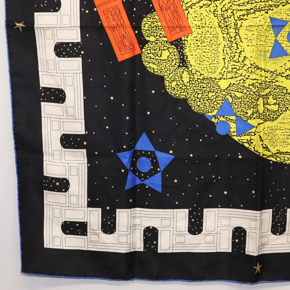 CELINE Scarf Silk 2 Set Black Navy Auth am9987