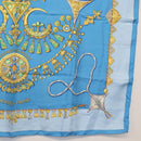 HERMES Carre 90 Scarf ""PARURES DES SABLES"" Silk Blue Auth am9988-10