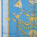 HERMES Carre 90 Scarf ""PARURES DES SABLES"" Silk Blue Auth am9988-5
