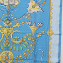 HERMES Carre 90 Scarf ""PARURES DES SABLES"" Silk Blue Auth am9988-7