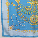 HERMES Carre 90 Scarf ""PARURES DES SABLES"" Silk Blue Auth am9988-8