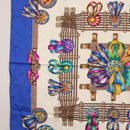 HERMES Carre 90 Scarf ""LES RUBANS DU CHEVAL"" Silk Blue Auth am9989-4