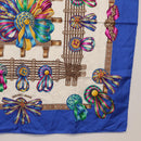 HERMES Carre 90 Scarf ""LES RUBANS DU CHEVAL"" Silk Blue Auth am9989-9