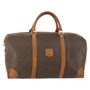 CELINE Macadam Canvas Boston Bag PVC Leather Brown Gold Auth am9992-1